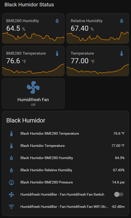 Home Assistant Humidor Data View